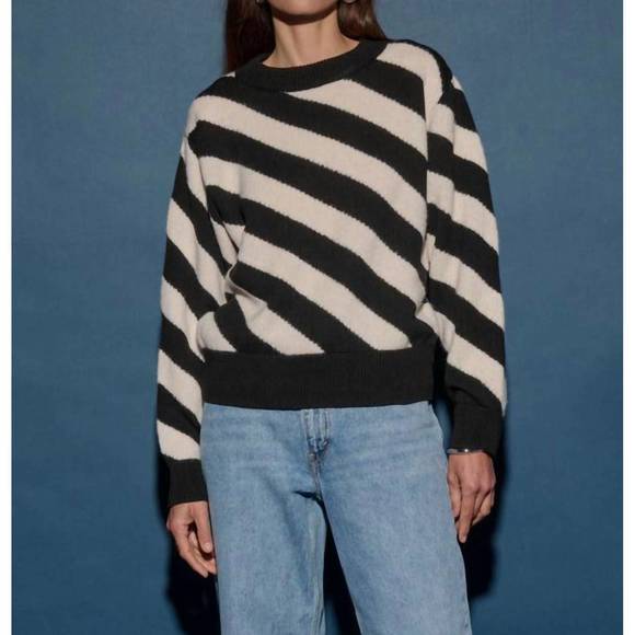 NATION LTD Sweaters - NEW NATION LTD fabienne sweater in parchment regatta stripe